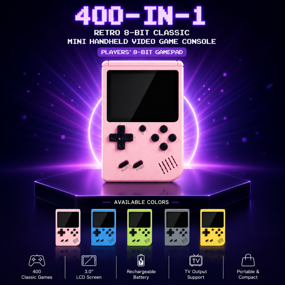 400-in-1 Retro 8-Bit Classic Mini Handheld Game Console