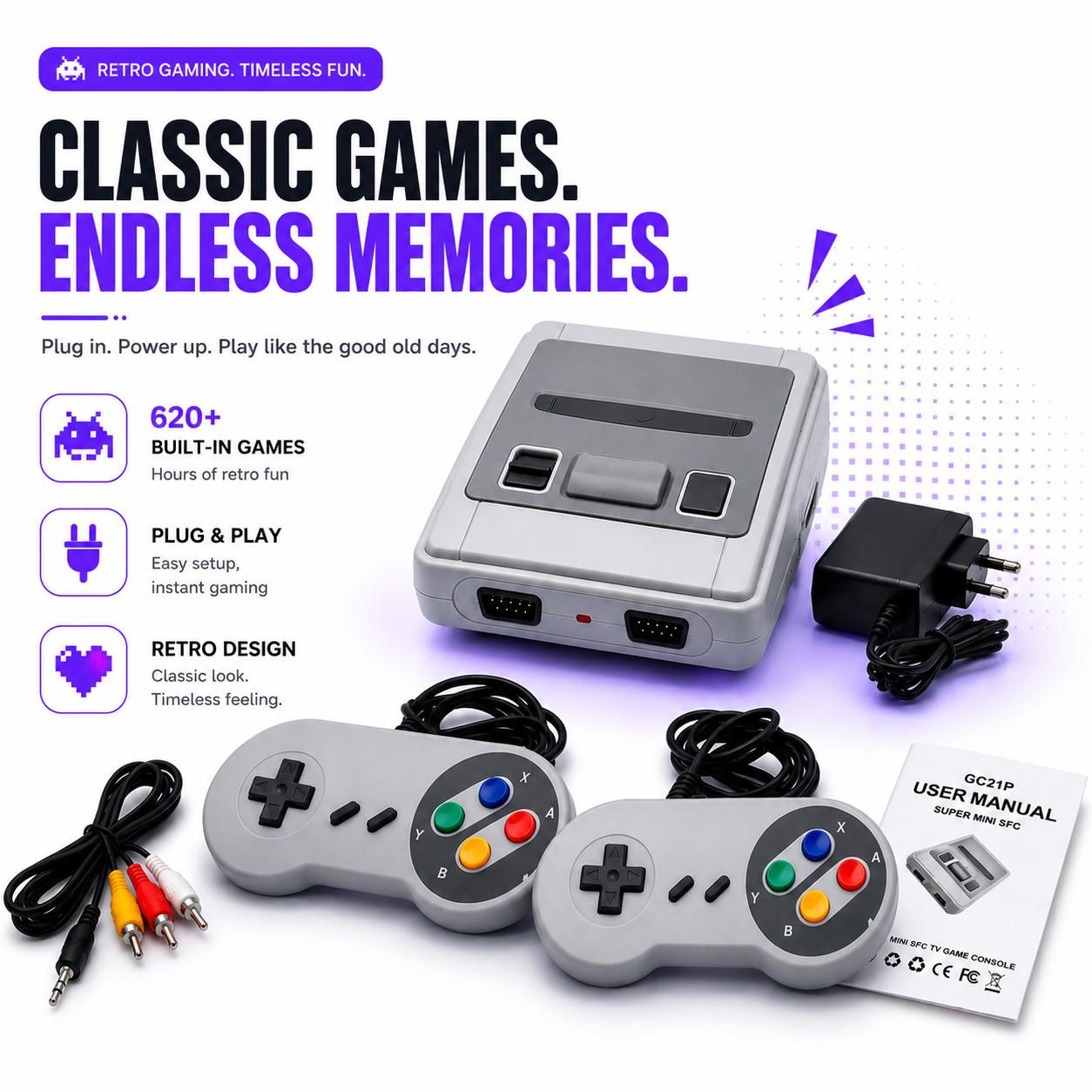 The Super Mini SF Retro Game Console – Dual Controller Set
