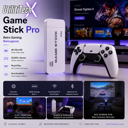UtilitiTech X™ Retro Game Stick Pro+ 2 Wireless Controllers