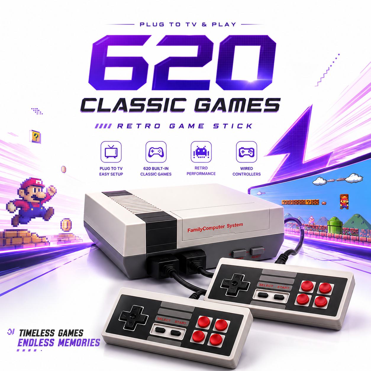 Retro Classic Game Console – Dual Controller Set