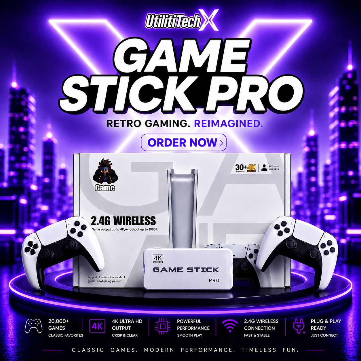 UtilitiTech X™ Retro Game Stick Pro+ 2 Wireless Controllers