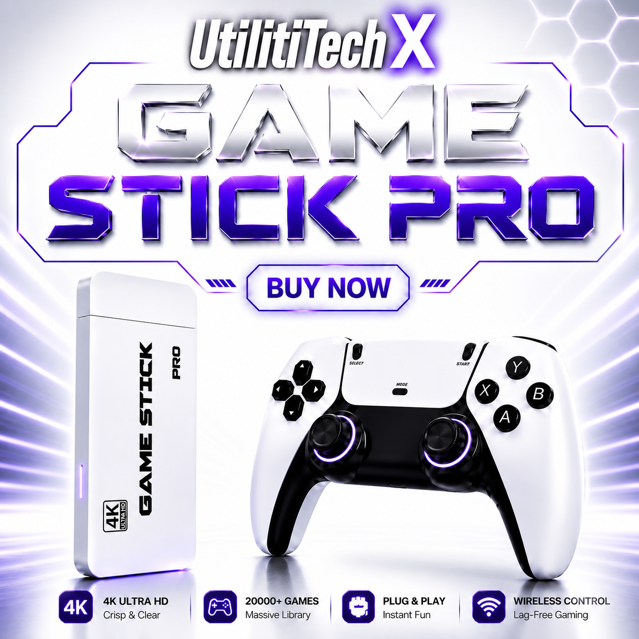 UtilitiTech X™ Retro Game Stick Pro+ 2 Wireless Controllers