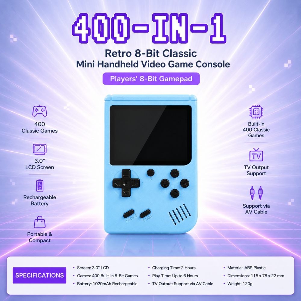 400-in-1 Retro 8-Bit Classic Mini Handheld Game Console