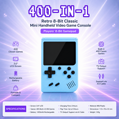 400-in-1 Retro 8-Bit Classic Mini Handheld Game Console