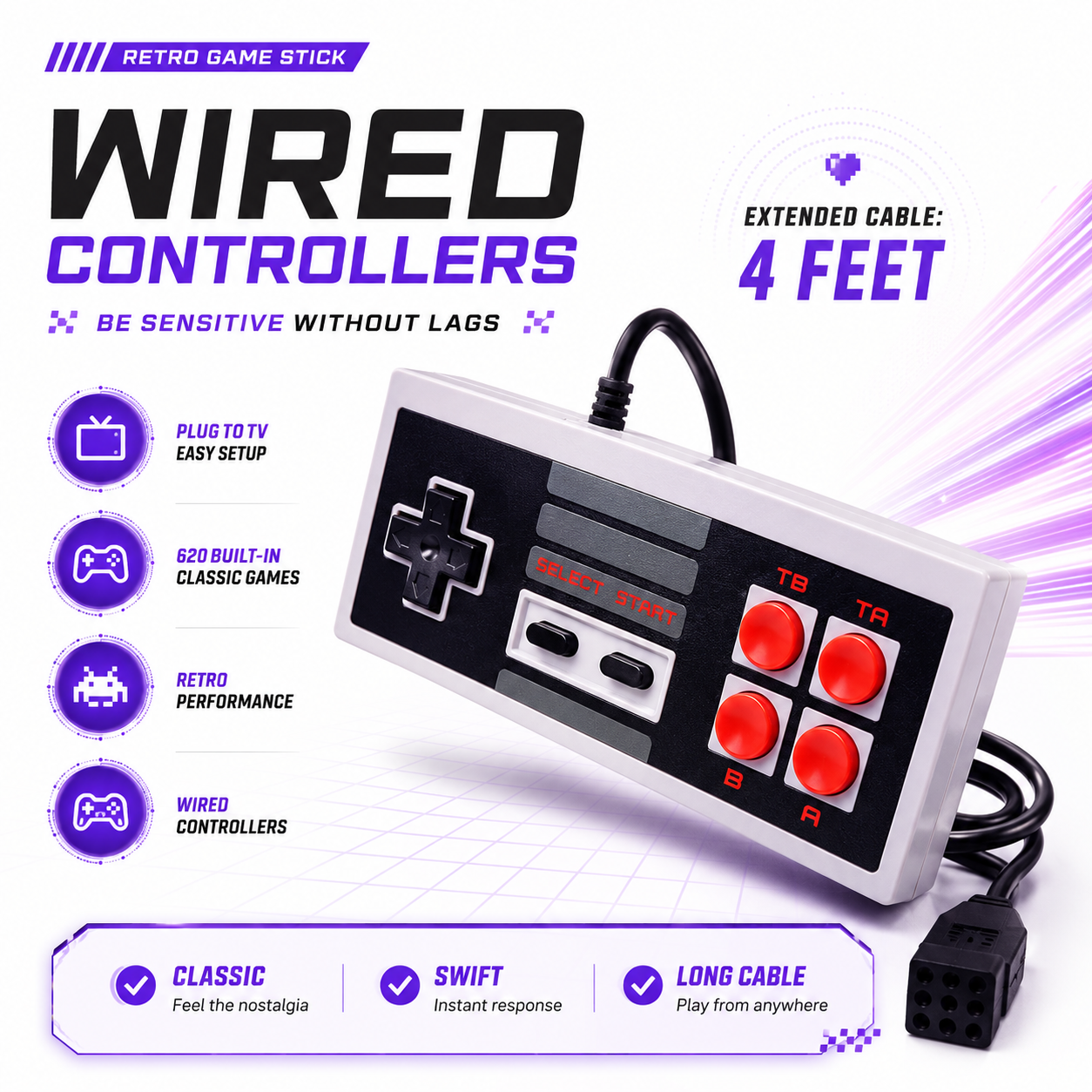 Retro Classic Game Console – Dual Controller Set